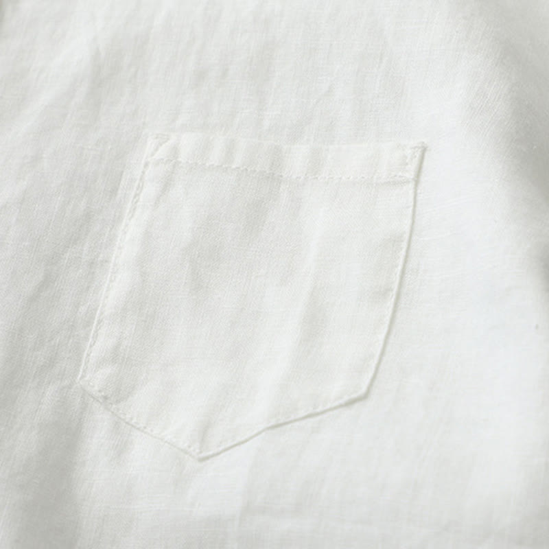 Camisa de manga tres cuartos con botones de color liso con Buddha Stones - image 29