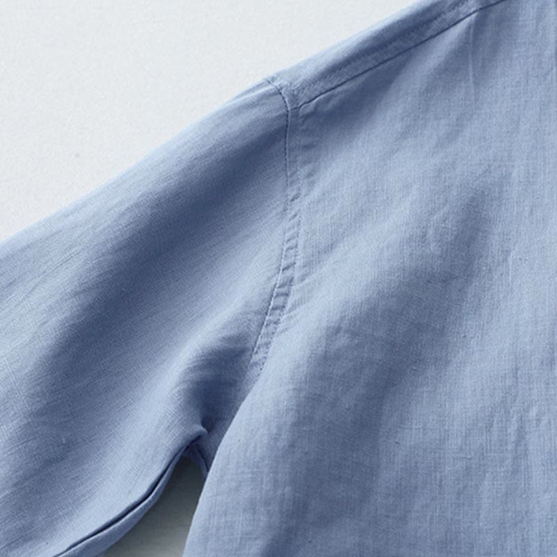 Camisa de manga tres cuartos con botones de color liso con Buddha Stones - image 25