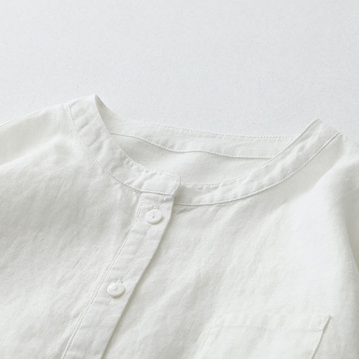 Camisa de manga tres cuartos con botones de color liso con Buddha Stones - image 33