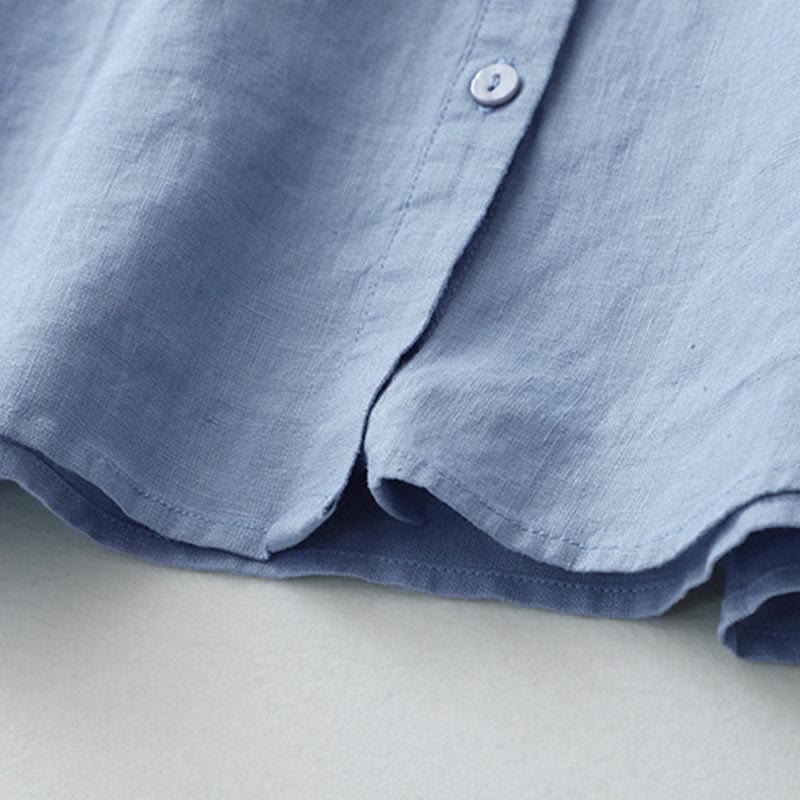 Camisa de manga tres cuartos con botones de color liso con Buddha Stones - image 24