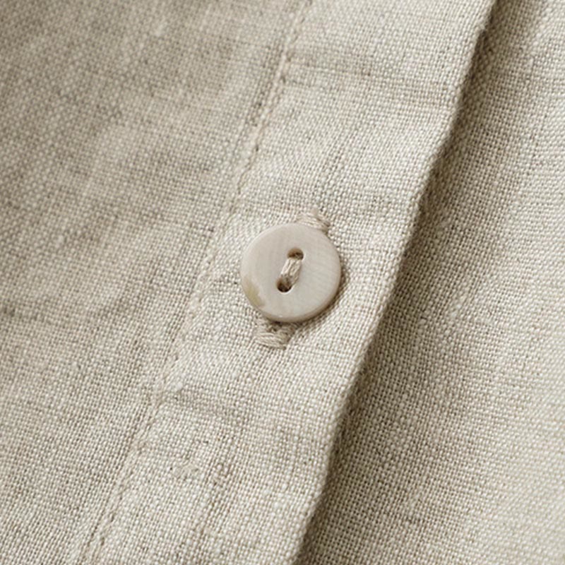 Camisa de manga tres cuartos con botones de color liso con Buddha Stones - image 12