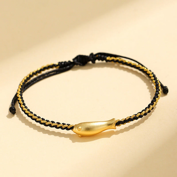 Pulsera de cuerda protectora con Buddha Stones en plata de ley 999 con peces koi de la suerte - Cuerda negra (circunferencia de la muñeca: 15-19 cm) - image 10