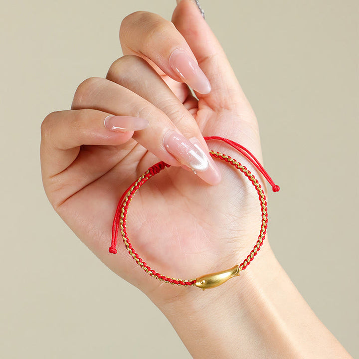 Pulsera de cuerda protectora con Buddha Stones en plata de ley 999 con peces koi de la suerte - image 4