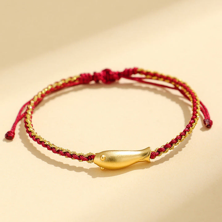 Pulsera de cuerda protectora con Buddha Stones en plata de ley 999 con peces koi de la suerte - Cuerda roja oscura (circunferencia de la muñeca: 15-19 cm) - image 12