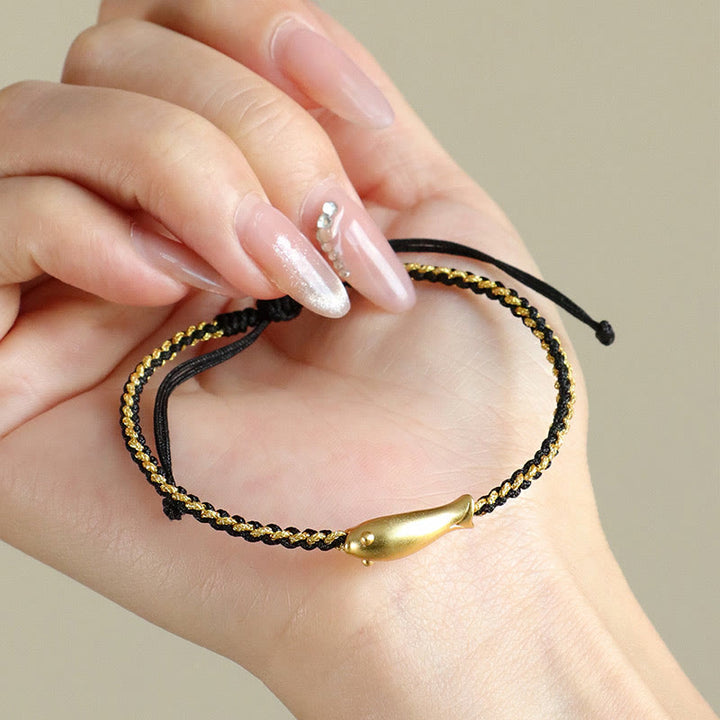 Pulsera de cuerda protectora con Buddha Stones en plata de ley 999 con peces koi de la suerte - image 11