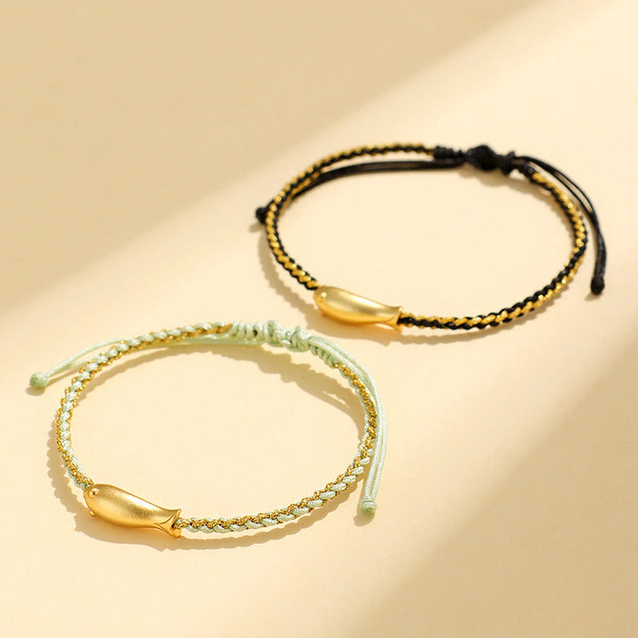 Pulsera de cuerda protectora con Buddha Stones en plata de ley 999 con peces koi de la suerte - image 16