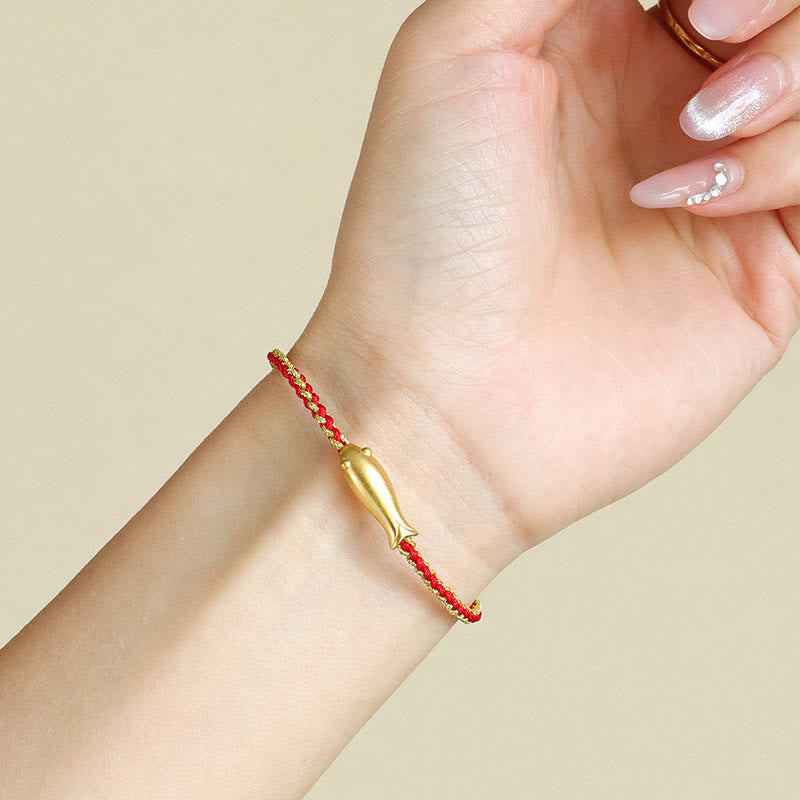 Pulsera de cuerda protectora con Buddha Stones en plata de ley 999 con peces koi de la suerte - image 5