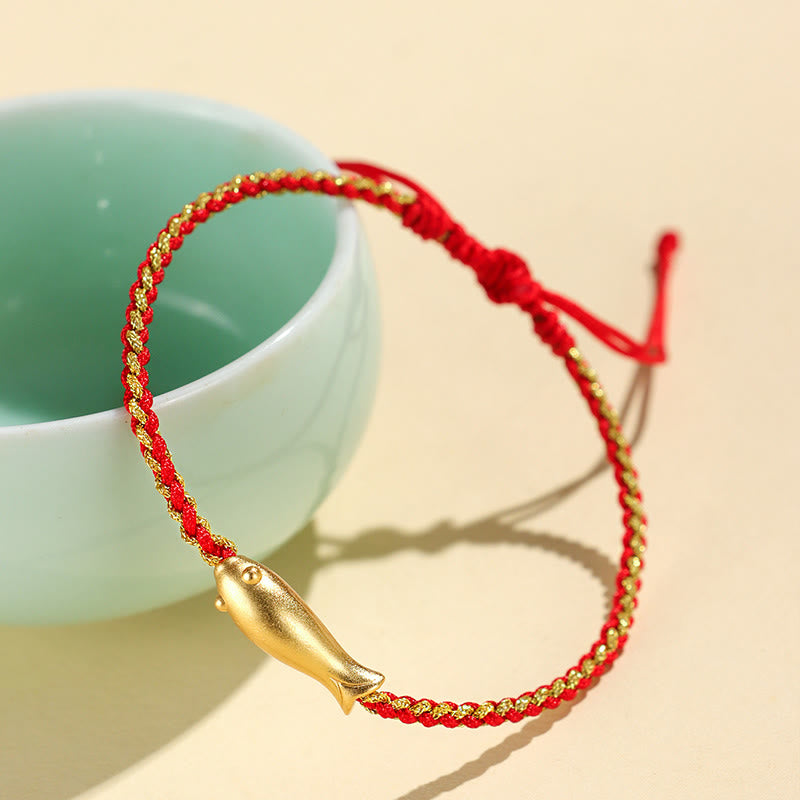 Pulsera de cuerda protectora con Buddha Stones en plata de ley 999 con peces koi de la suerte - image 3