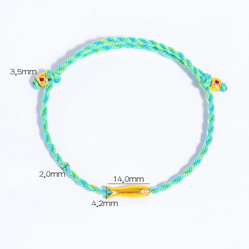 Pulsera de cuerda de cobre con Buddha Stones y pez koi de la suerte - image 4