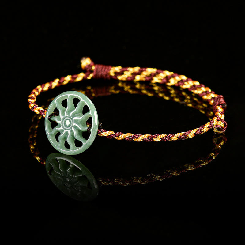 Pulsera de la abundancia con cuerda trenzada de jade y sol de Buddha Stones - image 3