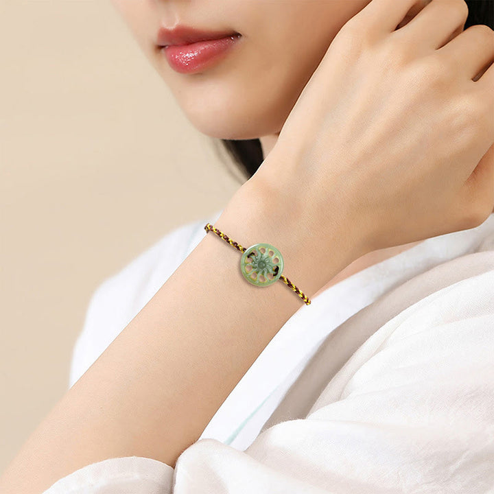 Pulsera de la abundancia con cuerda trenzada de jade y sol de Buddha Stones - image 8