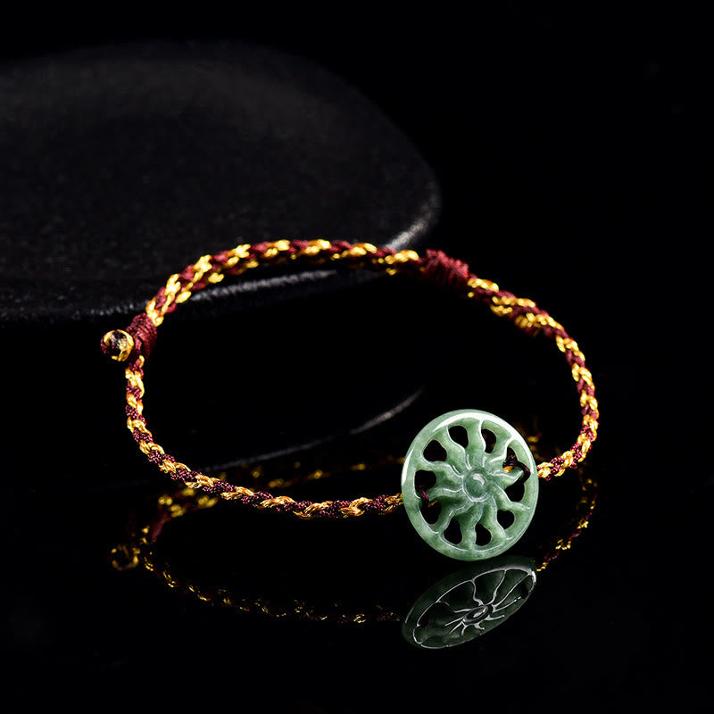 Pulsera de la abundancia con cuerda trenzada de jade y sol de Buddha Stones - image 2