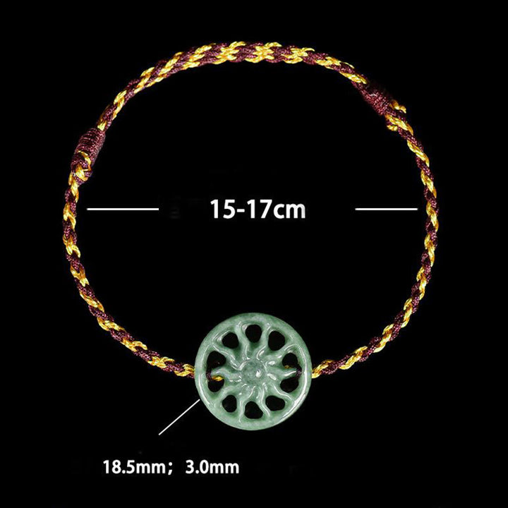 Pulsera de la abundancia con cuerda trenzada de jade y sol de Buddha Stones - image 6