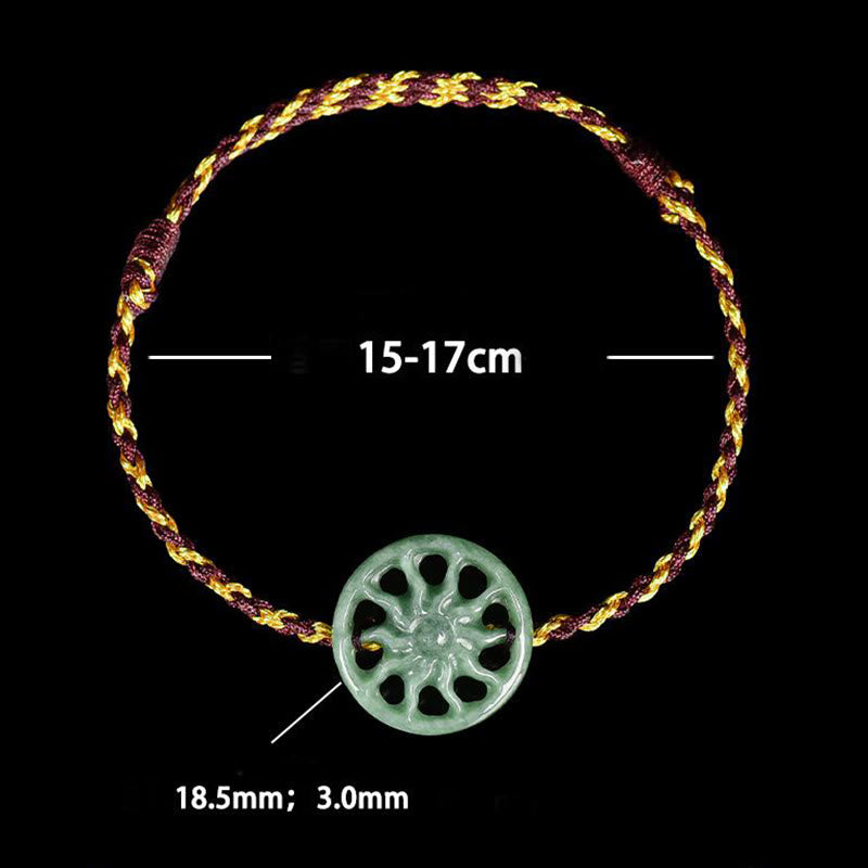 Pulsera de la abundancia con cuerda trenzada de jade y sol de Buddha Stones - image 6