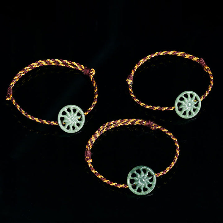 Pulsera de la abundancia con cuerda trenzada de jade y sol de Buddha Stones - image 5