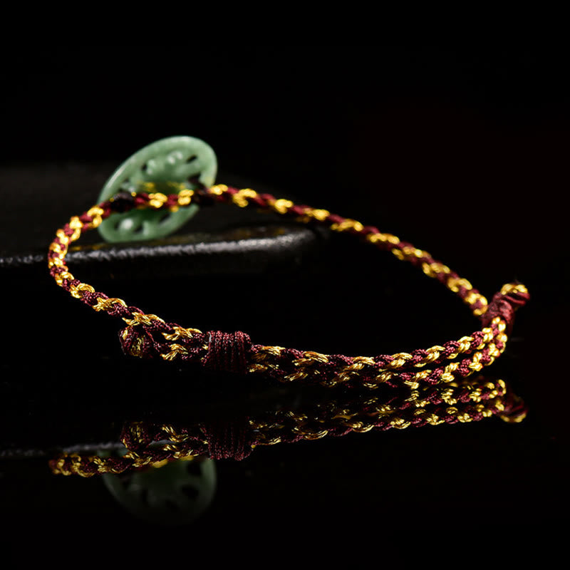 Pulsera de la abundancia con cuerda trenzada de jade y sol de Buddha Stones - image 4
