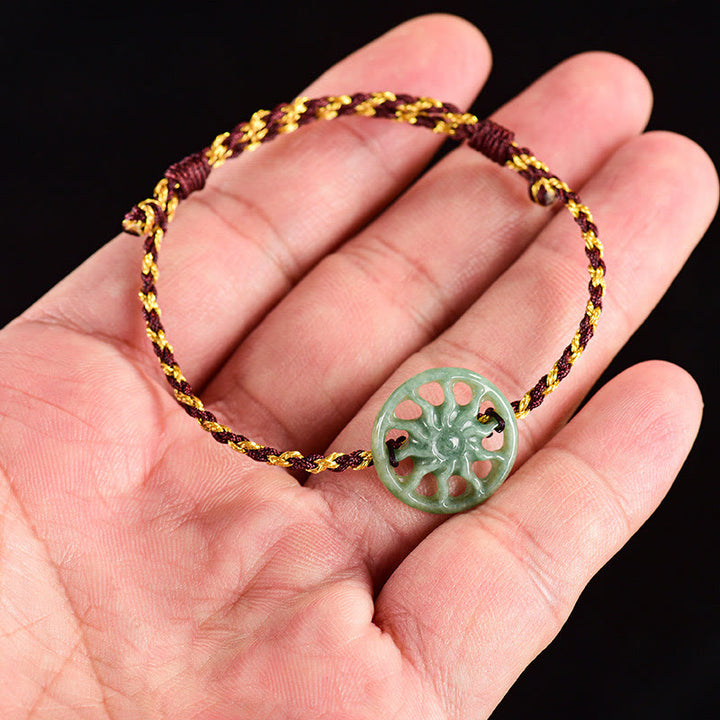 Pulsera de la abundancia con cuerda trenzada de jade y sol de Buddha Stones - image 7