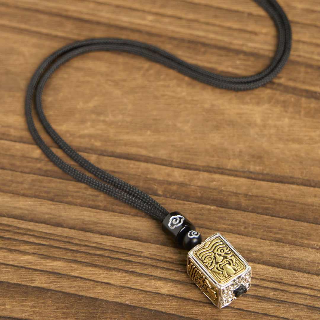 Collar con colgante cuadrado de cuerda con Buddha Stones , diosa tibetana Zakiram de la protección de la riqueza - image 5