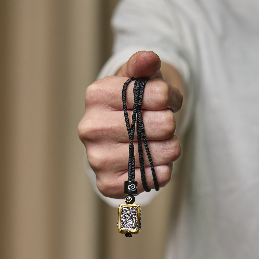 Collar con colgante cuadrado de cuerda con Buddha Stones , diosa tibetana Zakiram de la protección de la riqueza - image 11