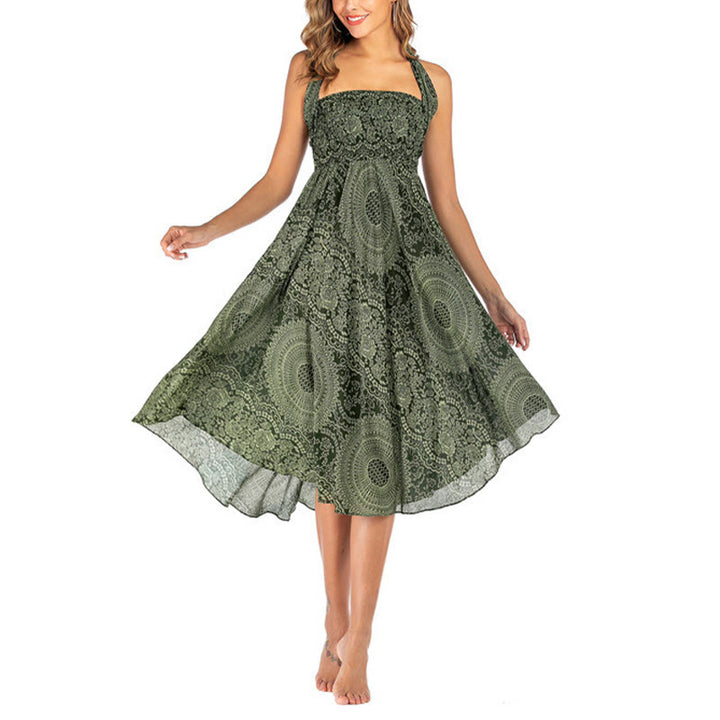 Piedras de Buda Dos Estilos Vestido Falda Flor Rosa de los Vientos Boho - image 8