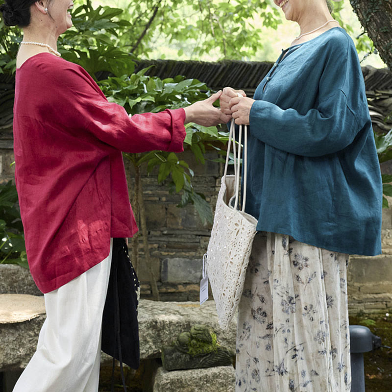 Camisa de lino de manga larga con Buddha Stones para mujer adulta mayor - image 23