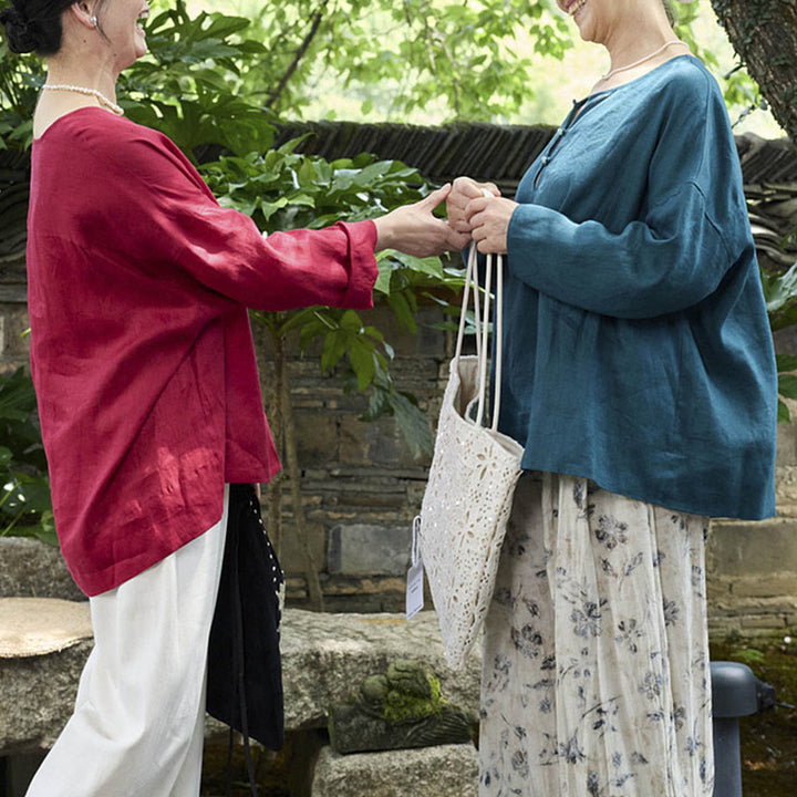 Camisa de lino de manga larga con Buddha Stones para mujer adulta mayor - image 23