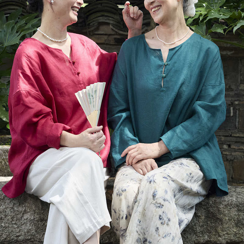 Camisa de lino de manga larga con Buddha Stones para mujer adulta mayor - image 29