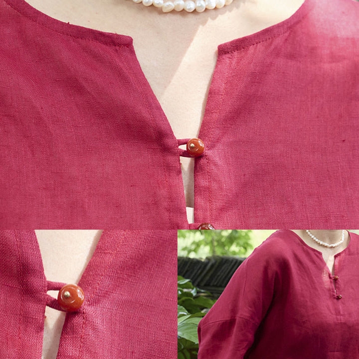 Camisa de lino de manga larga con Buddha Stones para mujer adulta mayor - image 20