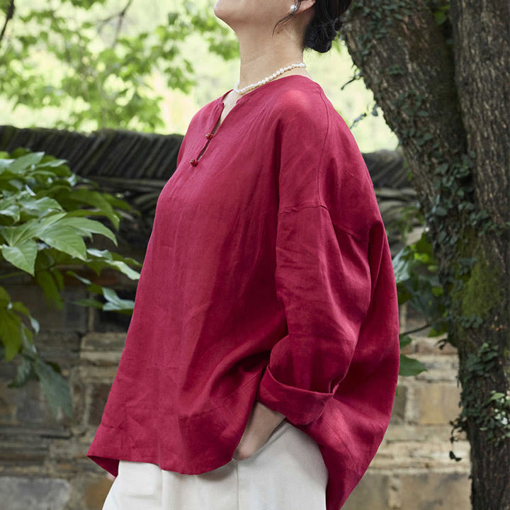 Camisa de lino de manga larga con Buddha Stones para mujer adulta mayor - image 19