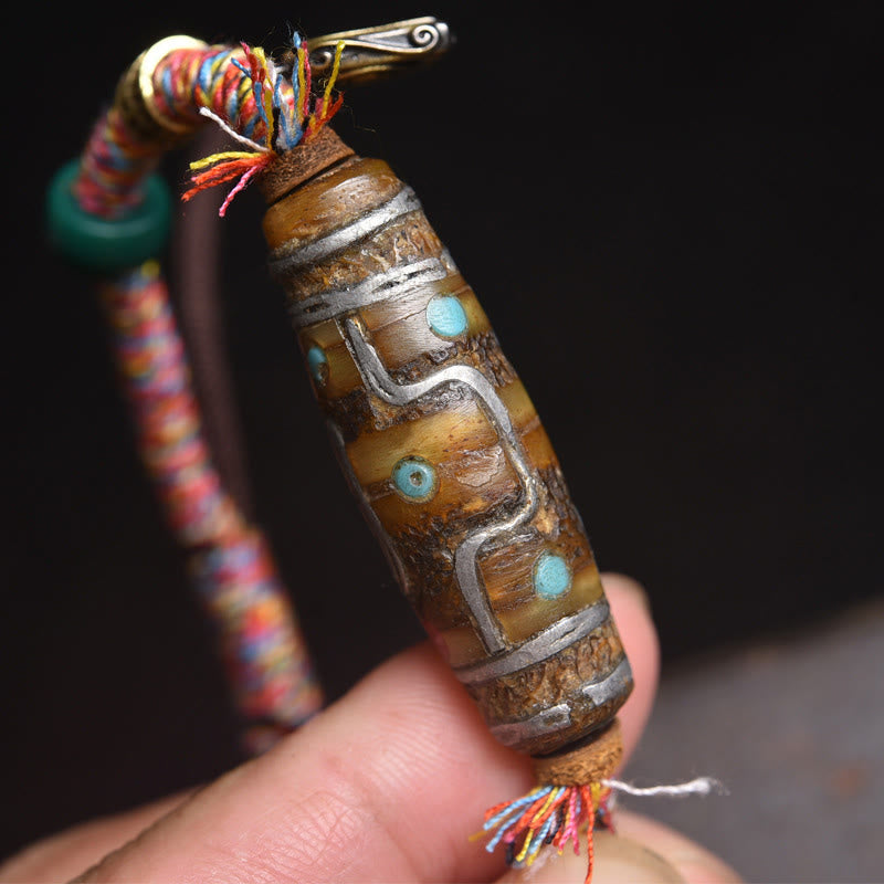 Pulsera de cuerda protectora con cuentas Dzi tibetanas de nueve ojos, hecha a mano con Buddha Stones - image 1