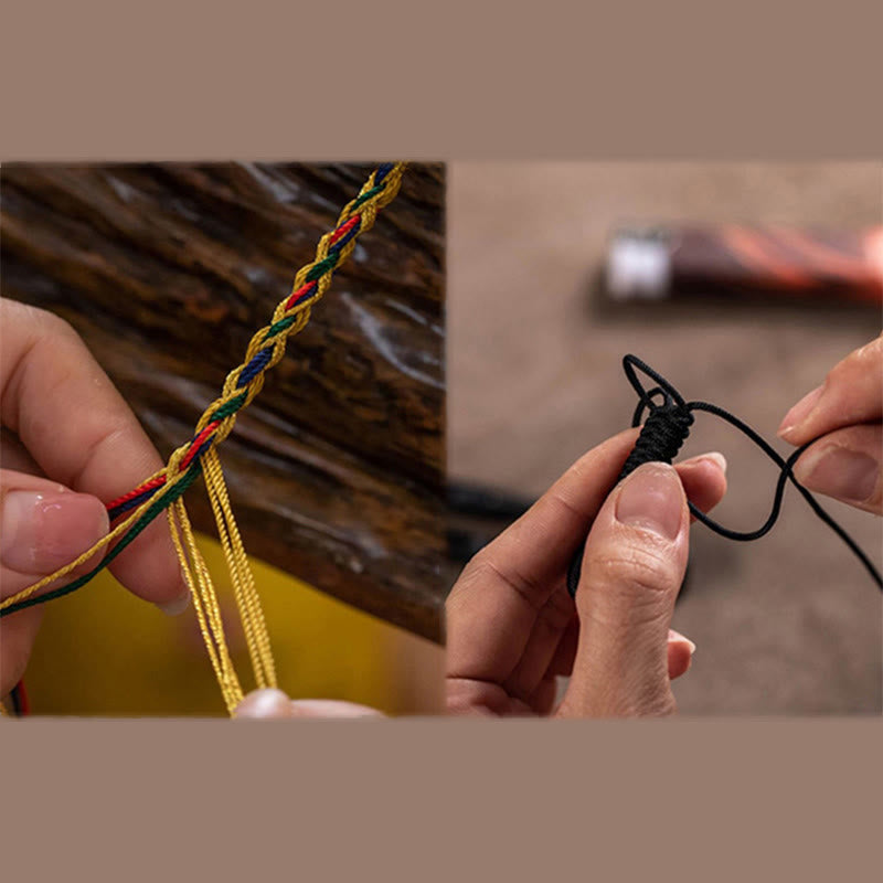 Pulsera de cuerda protectora con cuentas Dzi tibetanas de nueve ojos, hecha a mano con Buddha Stones - image 4
