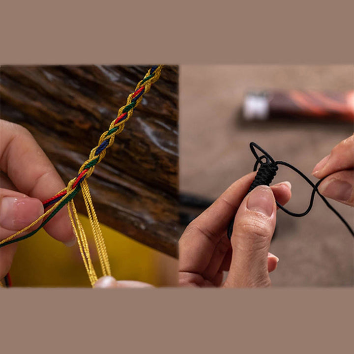 Pulsera de cuerda protectora con cuentas Dzi tibetanas de nueve ojos, hecha a mano con Buddha Stones - image 4