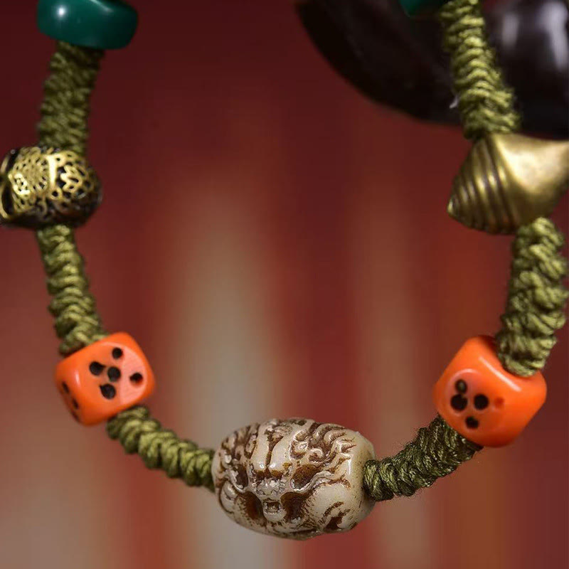 Pulsera de cuerda hecha a mano con dados y diseño de dragón tibetano de Buddha Stones - image 4