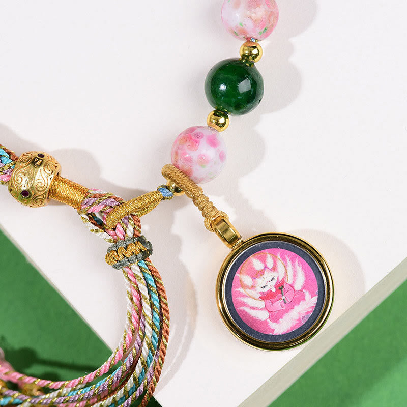 Pulsera de hilo con Buddha Stones, ojo malvado del Tíbet, zorro de nueve colas, Thangka, que aleja los malos espíritus. - image 11