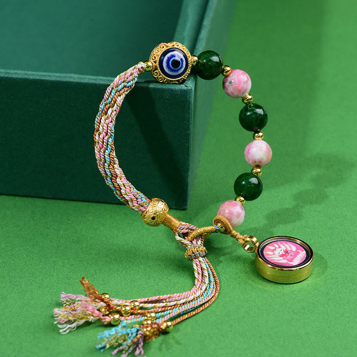 Pulsera de hilo con Buddha Stones, ojo malvado del Tíbet, zorro de nueve colas, Thangka, que aleja los malos espíritus. - Thangka de zorro de nueve colas (circunferencia de la muñeca: 15-23 cm) - image 0