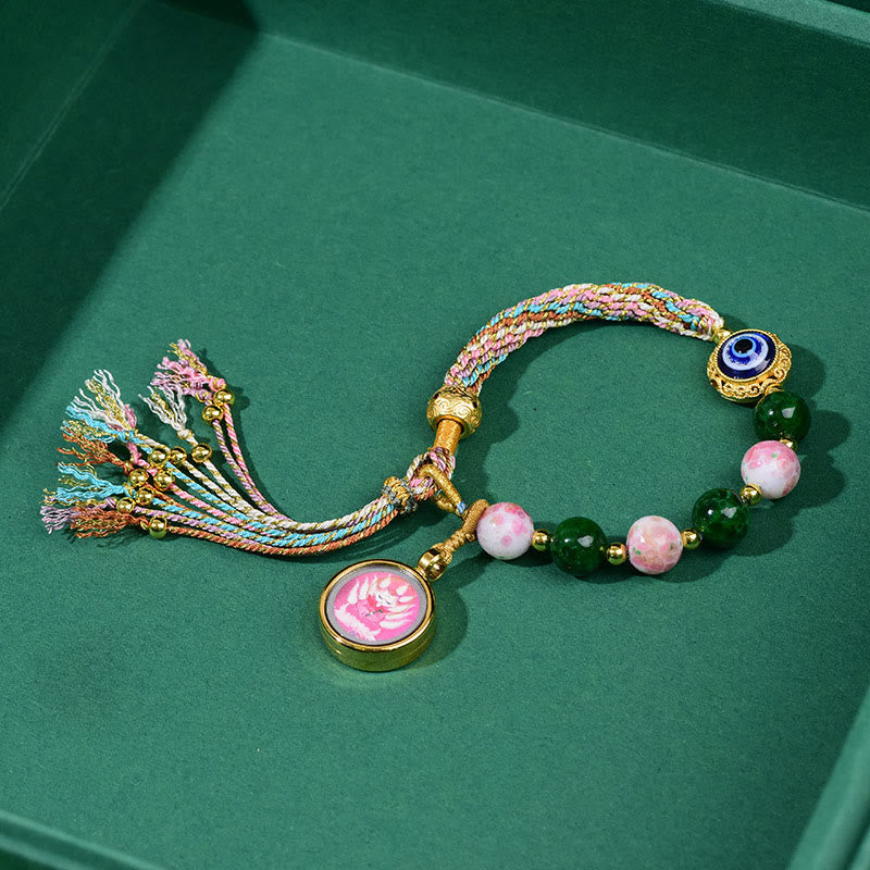Pulsera de hilo con Buddha Stones, ojo malvado del Tíbet, zorro de nueve colas, Thangka, que aleja los malos espíritus. - image 9