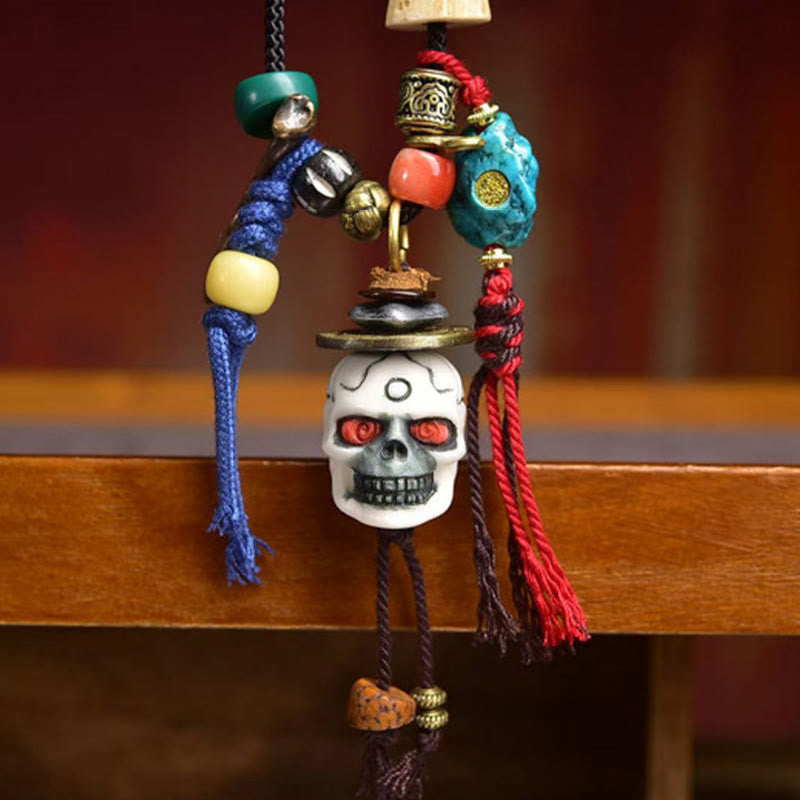 Collar con colgante de cuerda "Nuevo Comienzo" con calavera tibetana y Buddha Stones, "El Señor del Bosque Cadáver" - image 2