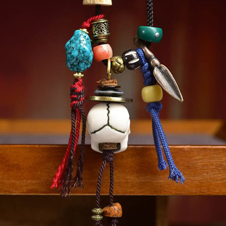 Collar con colgante de cuerda "Nuevo Comienzo" con calavera tibetana y Buddha Stones, "El Señor del Bosque Cadáver" - image 3