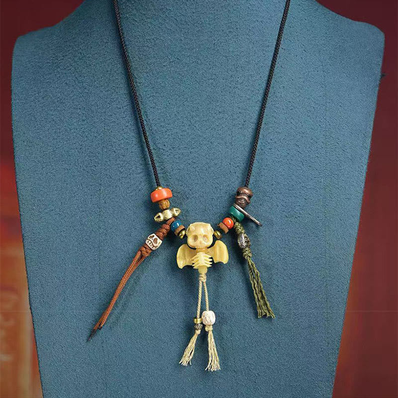 Collar con colgante de cuerda "Nuevo Comienzo" con calavera tibetana y Buddha Stones, "El Señor del Bosque Cadáver" - image 9