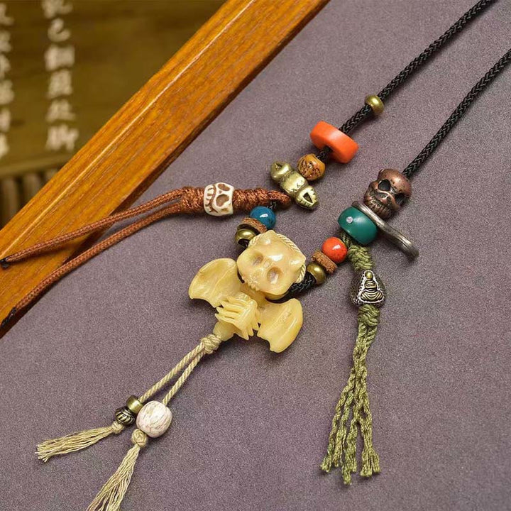 Collar con colgante de cuerda "Nuevo Comienzo" con calavera tibetana y Buddha Stones, "El Señor del Bosque Cadáver" - image 7