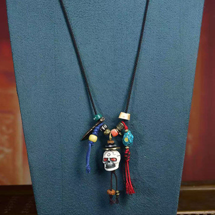 Collar con colgante de cuerda "Nuevo Comienzo" con calavera tibetana y Buddha Stones, "El Señor del Bosque Cadáver" - image 4
