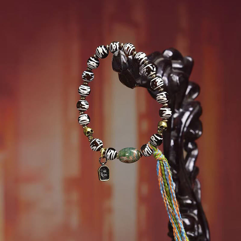 Pulsera de la riqueza del Señor del Bosque Cadáver con Buddha Stones y calavera - image 9