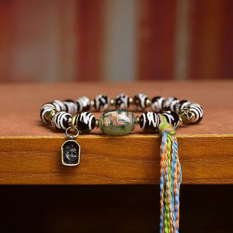 Pulsera de la riqueza del Señor del Bosque Cadáver con Buddha Stones y calavera - image 8