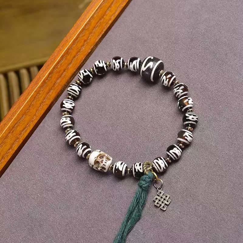 Pulsera de la riqueza del Señor del Bosque Cadáver con Buddha Stones y calavera - Cráneo (circunferencia de la muñeca: 16-17 cm) - image 0