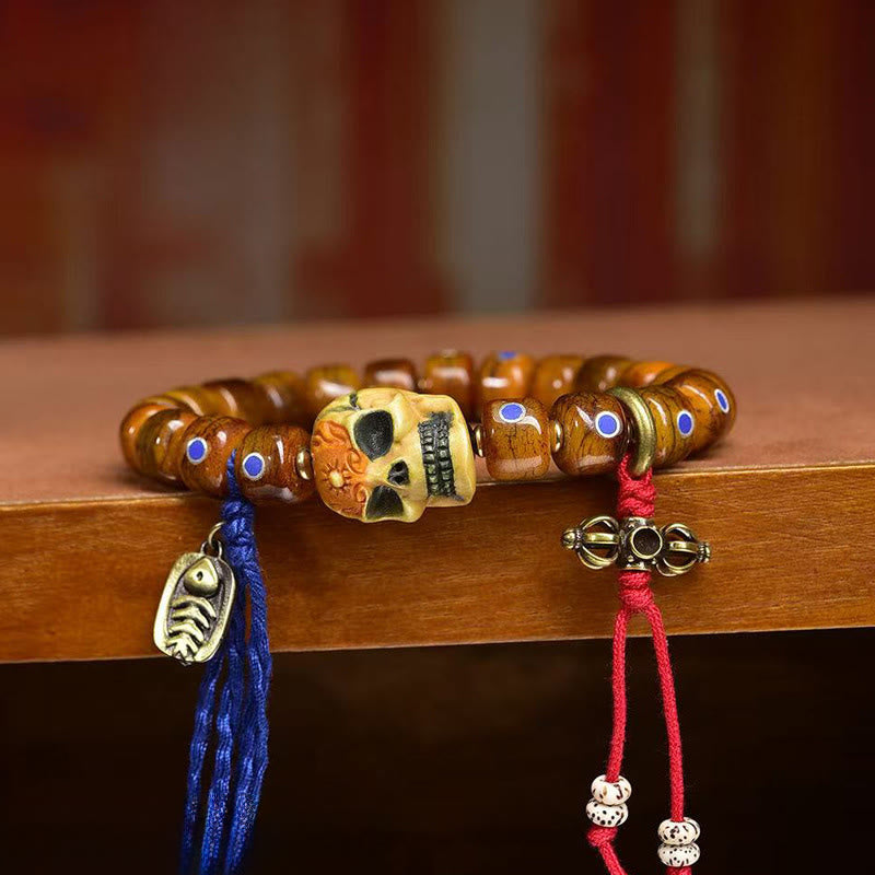 Pulsera de cuentas de hueso tibetanas con Buddha Stones, el Señor del Bosque Cadáver, que aleja los malos espíritus. - image 3