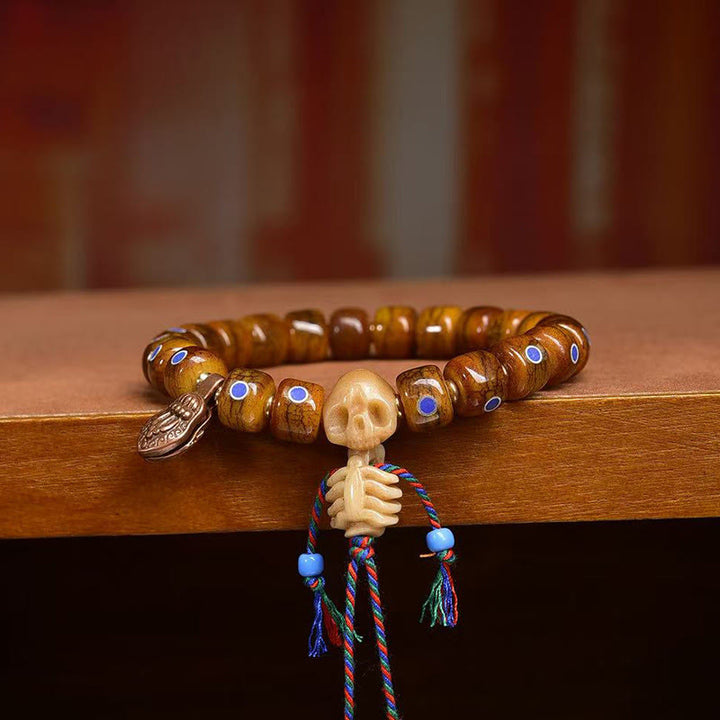 Pulsera de cuentas de hueso tibetanas con Buddha Stones, el Señor del Bosque Cadáver, que aleja los malos espíritus. - image 8