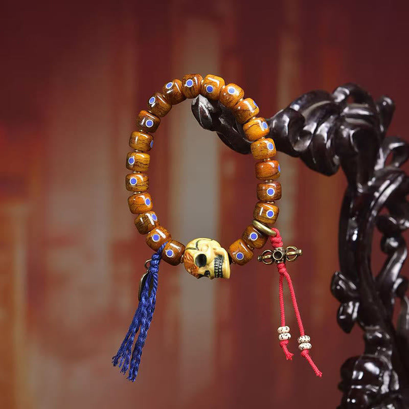 Pulsera de cuentas de hueso tibetanas con Buddha Stones, el Señor del Bosque Cadáver, que aleja los malos espíritus. - image 2