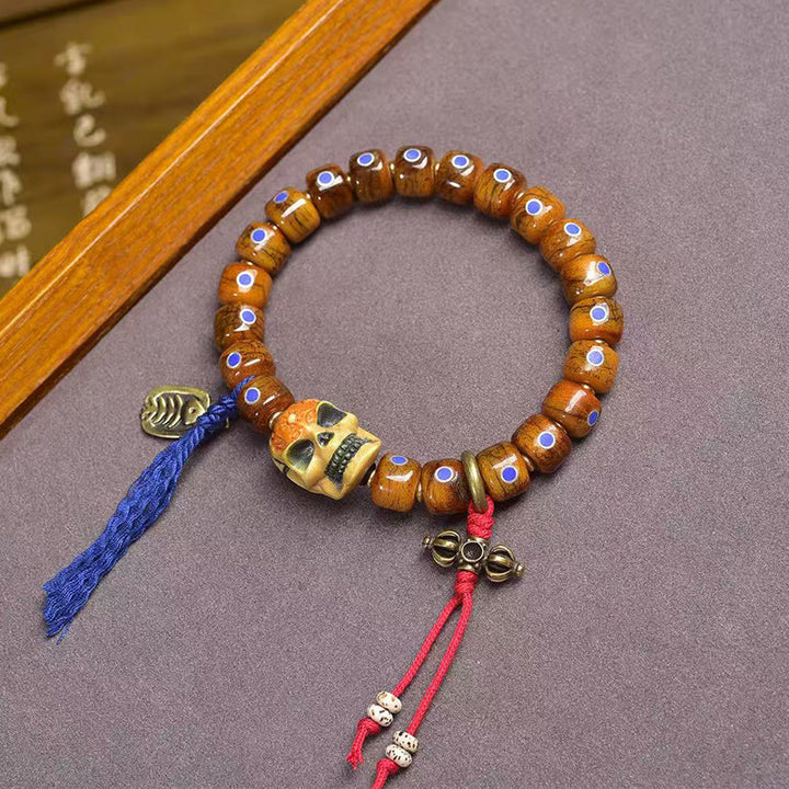 Pulsera de cuentas de hueso tibetanas con Buddha Stones, el Señor del Bosque Cadáver, que aleja los malos espíritus. - image 1