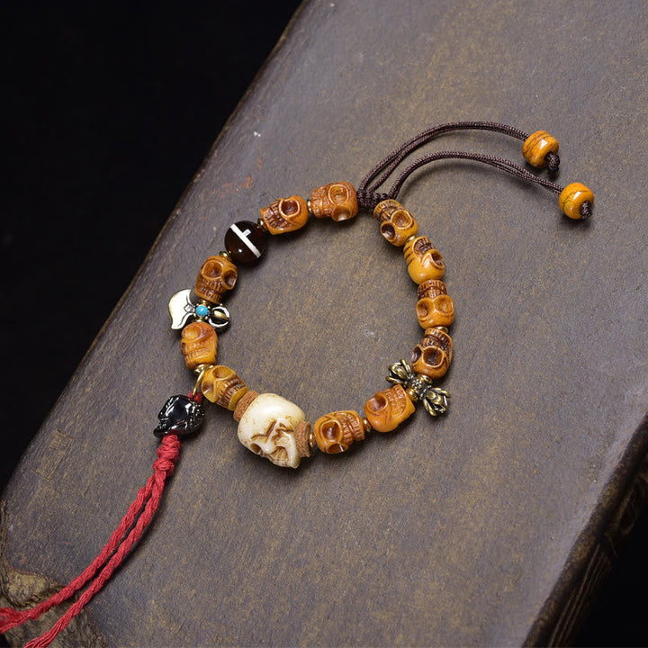 Pulsera de la felicidad del Señor del Bosque Cadáver con cuentas de Buddha Stones , cáscara de coco - Calaveras (circunferencia de la muñeca: 16-17 cm) - image 5