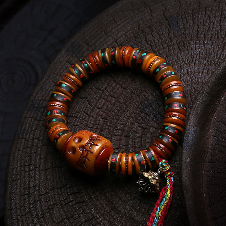 Pulsera de cuentas de Buddha Stones , El Señor del Bosque Cadáver, Recordatorios de nuestra impermanencia - Cráneo (circunferencia de la muñeca: 16-17 cm) - image 5